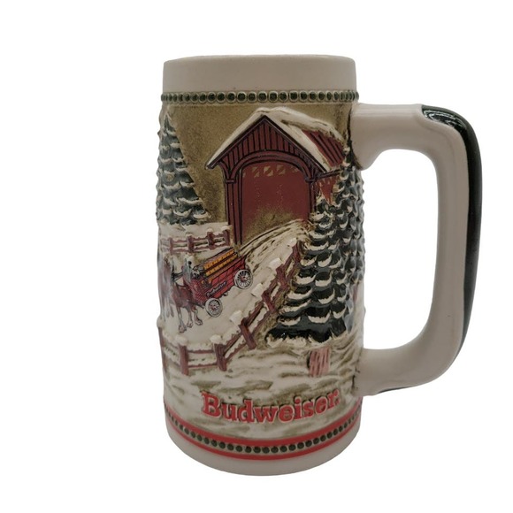Anheuser-Busch Budweiser Stein Vintage (1984) Holiday Series Covered Bridge - Picture 1 of 8